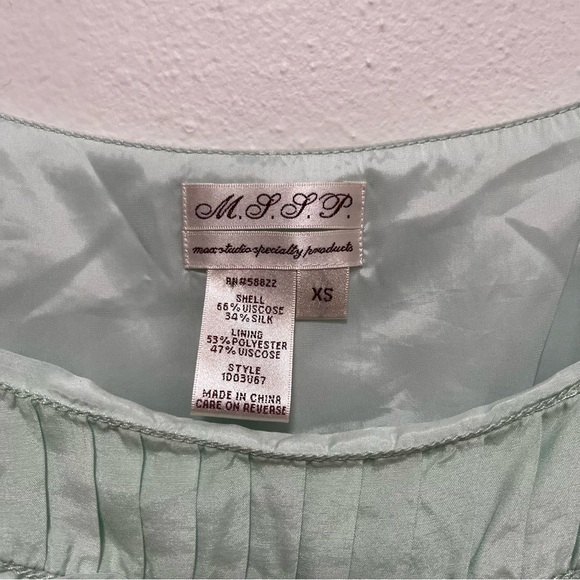 VINTAGE M.S.S.P Silk Blend Mint Green Mini Dress Size XS - Picture 4 of 7